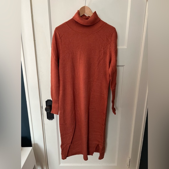Prana, Women’s Figaro Ribbed Turtleneck Dress, Sundried Orange, Size Large, EUC - Picture 4 of 4